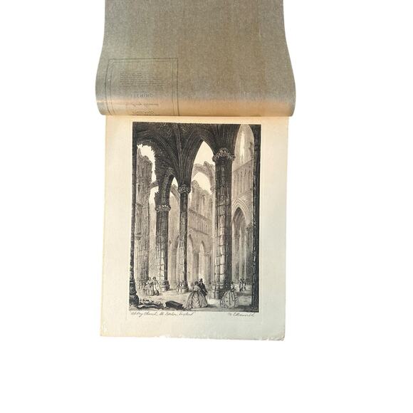 ANTIQUE MARY ELLSWORTH ETCHING REPRODUCTION "ABBEY CHURCH" - Picture 1 of 2
